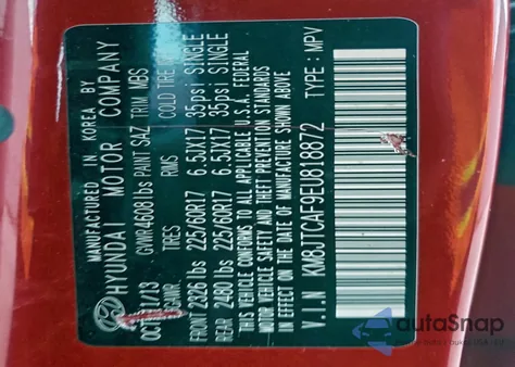 2014 Hyundai Tucson Gls z USA, uszkodzony, nr VIN KM8JTCAF9EU818872